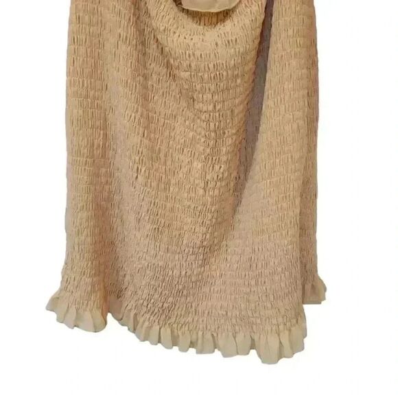 Pretty Little Thing Women's Stone Ivory Chiffon Shirred Body Con Dress NEW - Picture 7 of 16